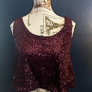 Wildfox Sparkling Wine/Purple Sequin Crop Top